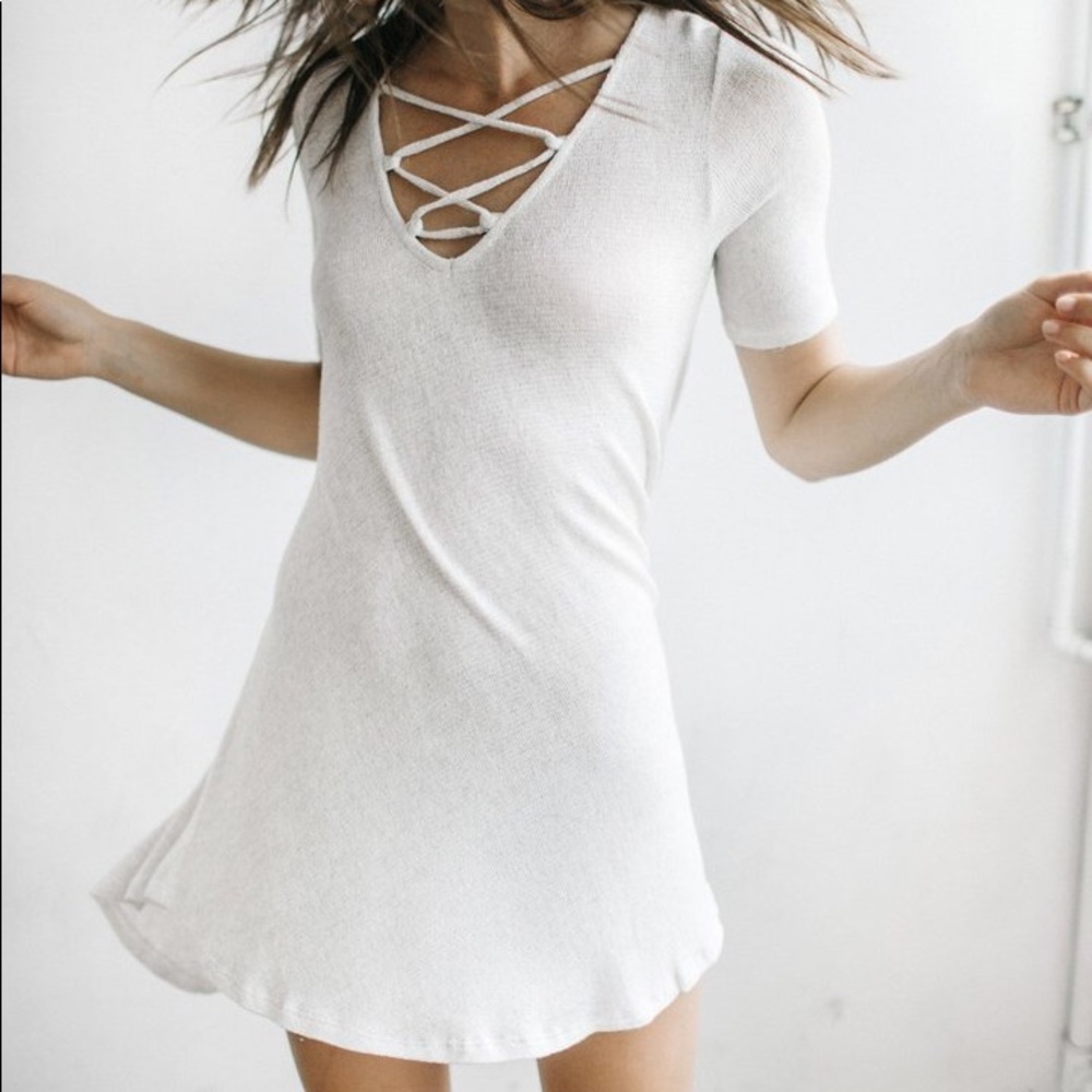 White joah brown dress